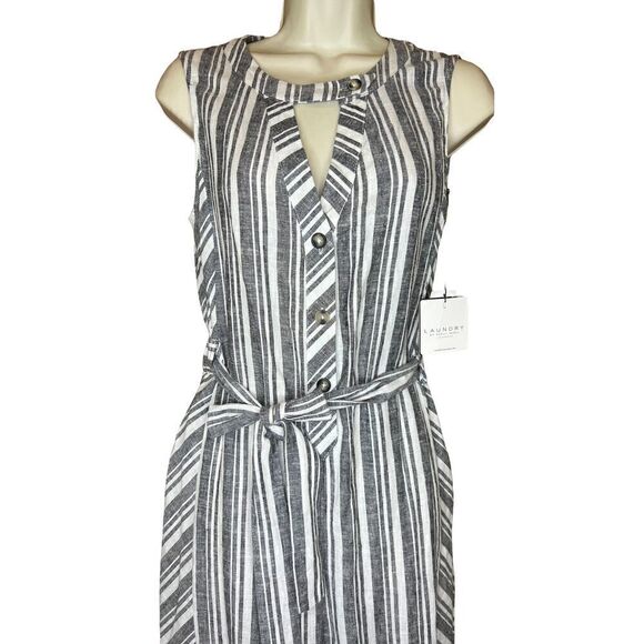 Laundry by Shelli Segal Linen Striped Sleeveless Jumpsuit NWT Size 0 - Picture 7 of 12